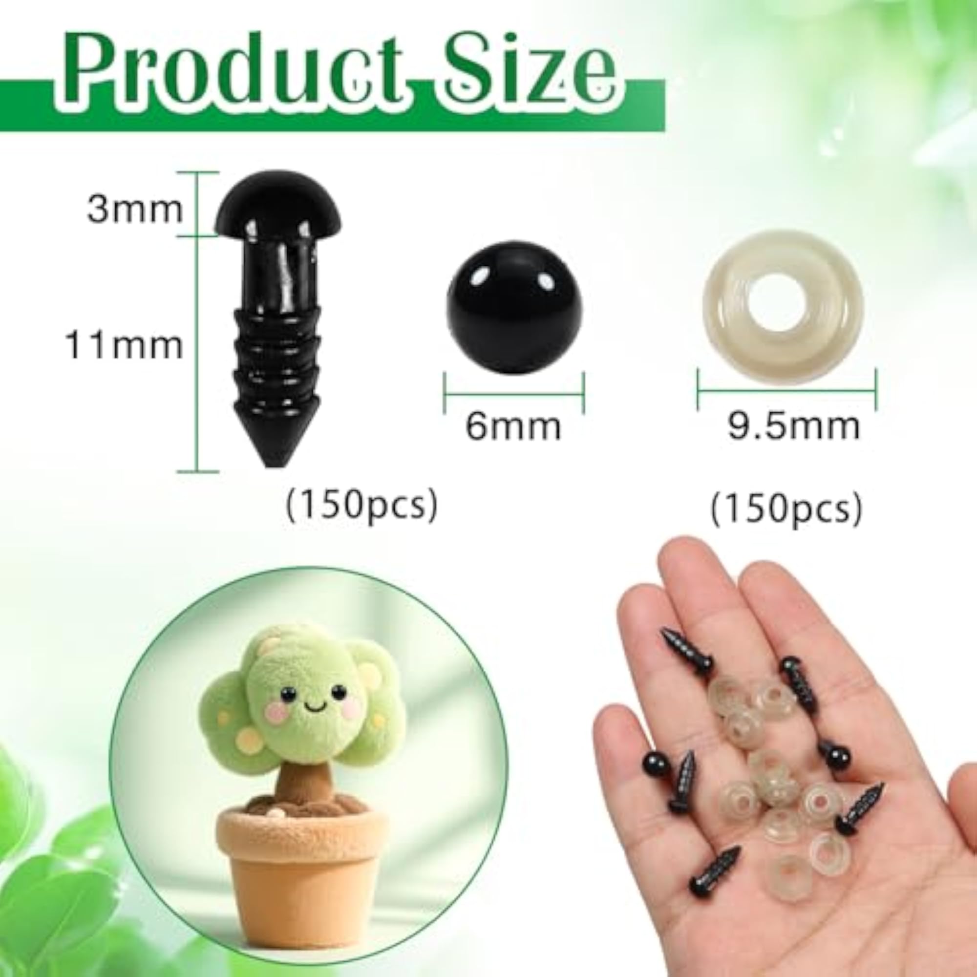 150pcs 6mm Safety Eyes for Amigurumis Craft
