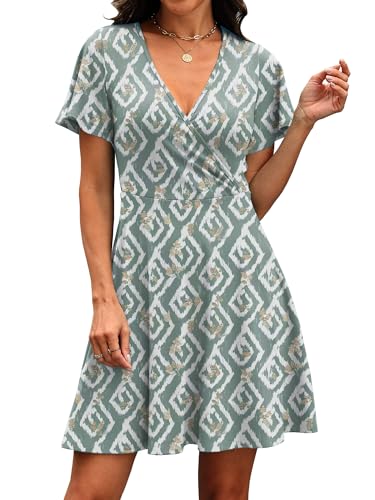 Image of RUMIA Women Casual Dresses Wrap V Neck Dress A-Line Summer Sundress Fashion