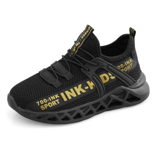 700-INK Scarpe da Corsa Bambini Scarpe Ginnastica Ragazzi Scarpe Sportive Running Sneakers Casual Nero EU36
