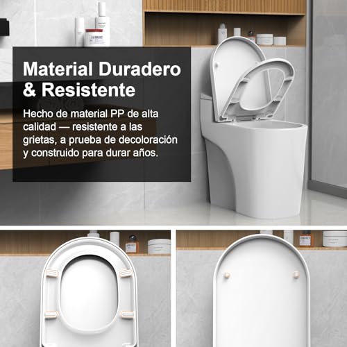 Miniatura 4 de Surfou Tapa Wc Universal En Forma De D, Asiento Inodoro Pp Con Cierre Suave