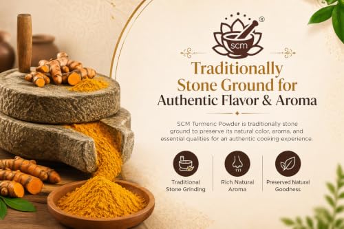 Image of SCM Natural & Desi Turmeric Powder, 100% Pure Haldi, Stone Ground, Sun Dried, High Aroma,250g