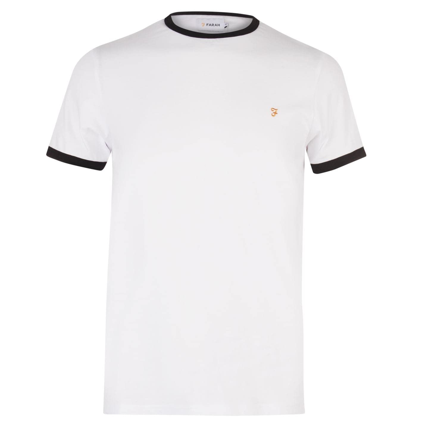 Farah Mens Ringer T-Shirt Short Sleeve Lifestyle Cotton White L