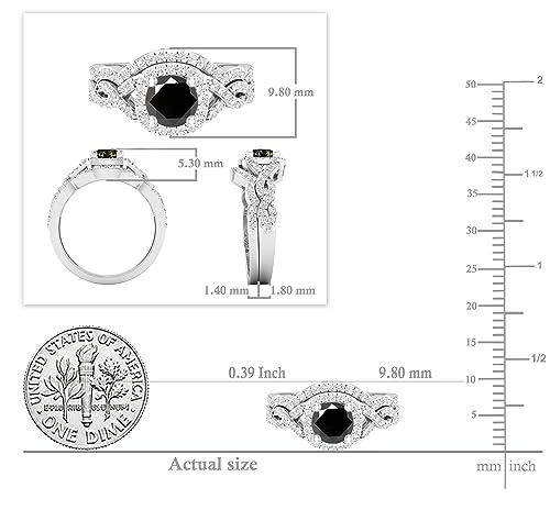 Dazzlingrock Collection 5.8mm Round Gemstone & White Diamond Infinity Swirl Halo Wedding Ring Set for Women in 925 Sterling Silver3