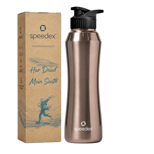 Image of Speedex Stainless Steel Water Bottle 1 Ltr, Leak Proof Sipper Cap, BIS Approved 1000 ml Metal Bottle For Daily, Office, School, Gym, Travel Use for Men, Women, Kids, Adults, Copper Gold, Set of 1