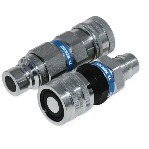 Image of 1 /2 inch Flat Face to Ag Style Hydraulic Quick Coupler Adapter Set | Convert Tractor Hydraulics to Bobcat Coupling | Heavy-Duty | 5076 PSI | Zinc Plated | ISO 16028 to ISO 5675 | W /Dust Caps | Model TL36