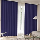 サヤンサヤン 遮光 カーテン 幅100cm×丈178cm 2枚組 1級 防音 遮熱 保温 無地 洗える 省エネ フック curtain 窗帘 プモ ネイビー