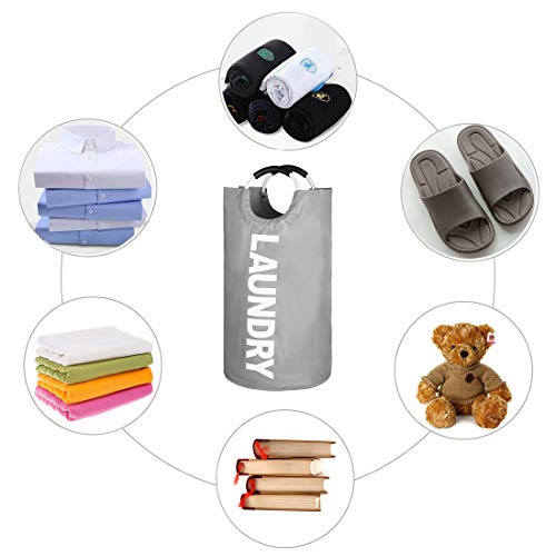 EPICORD Laundry Basket Collapsible Fabric Large Clothes Hampers for Laundry Folding Storage Washing Bin with Handles for College, Camping and Home in 6 Colors (Light Grey)