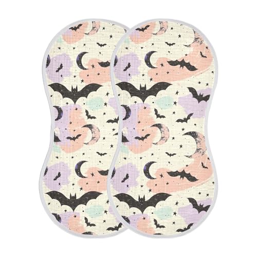 xigua Colored Bats Baby Burp Cloths for Newborn Boys and Girls 4 Pack, Soft & Absorbent Cotton Baby Burp Cloth, Baby Washcloths, Newborn Towel, Burp Rags2