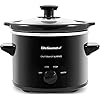 Elite Gourmet MST239X Electric Round Slow Cooker, Adjustable Temp, Entrees, Sauces, Stews & Dips, Dishwasher Safe Glass Lid & Crock, 2 Quart, Black