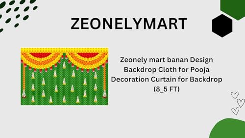 Image of zeonely mart Coconut Backdrop Cloth for decorationss | Coconut Leaf Backdrop Cloth Decoration,Housewarming and Wedding Etc Events Decoration (5 8 FT) Backdrop for varalakshmi Pooja
