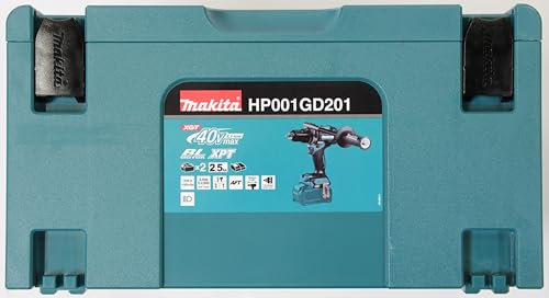 Makita HP001GD201 Akku-Schlagbohrschrauber 40V max. / 2,5 Ah, 2 Akkus + Ladegerät im MAKPAC Petrol