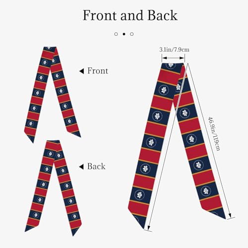 Mississippi State Flag printing Women's Fashion Scarf Silk Feeling Scarf Satin Head Scarf for Women Long silk scarf (satin).2