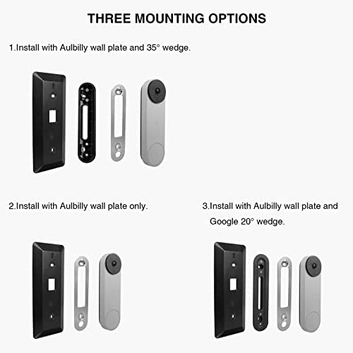 Aulbilly 35 Degree Angle Mount with Wall Plate for Google Nest Doorbell (Battery), Black