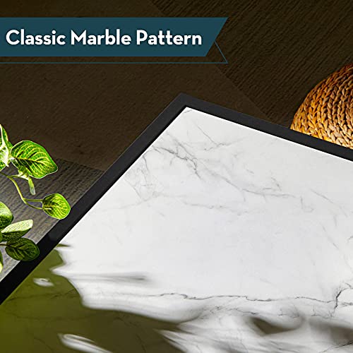 Saygoer Marble Coffee Table Small Square Coffee Tables Simple Modern Center Table For Living Room Home Office 27.6 * 27.6 * 15.7 Inch, Easy Assembly, White Faux Marble #TOP2