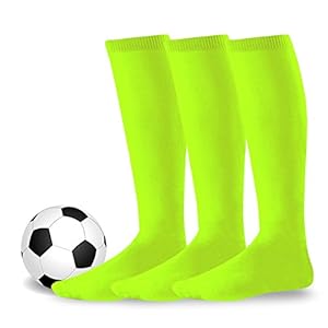 Soccer Athletic Softball baseball Sports Team Cushion Socks for Kids 3-Pairs (Youth (5-7), X-Small Neon Green)