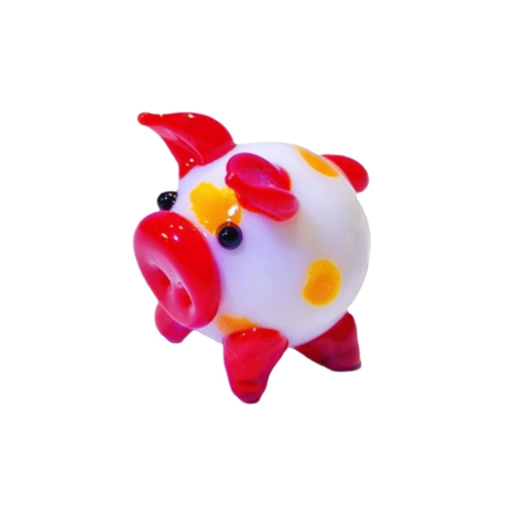 GMBYLBY Handmade Colorful Glass Piggy Figurine Miniature Animal Statue Ornament For Home Decors And Office Desk