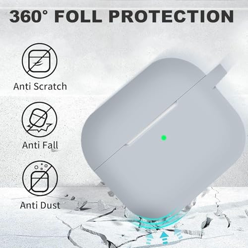 Image of Meyaar for Apple AirPods Pro 3 ​​​​​​​Case Cover with Keychain, Soft Skin Silicone Case Cover, Full Protective Case Cover Compatible with AirPods Pro (3rd Generation) Case 2025 (Light Grey)