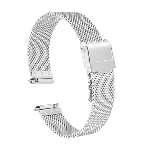 HARFINGTON 316L Stainless Steel Mesh Watch Band 15mm Quick Release Adjustable Metal Watch Strap for Men Women, Silver Tone