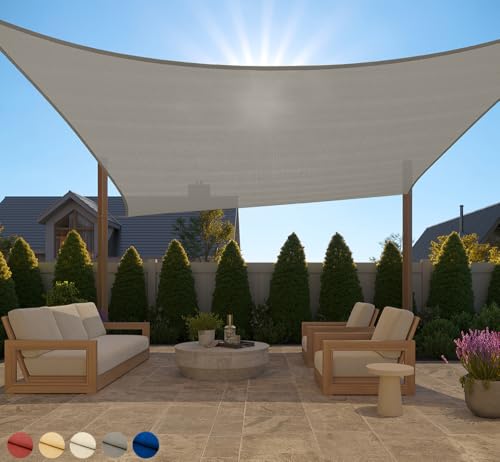 GORILLA GRIP Heavy Duty Sun Shade, UV Protection Fade Tear and Rust Resistant Rectangle Sunshade Canopy, Curved Edges Blocks Sunlight, Breathable Sail, Outdoor Patio, Lawn Garden 12x16 FT Gray