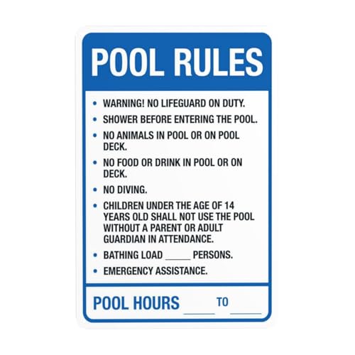 General Swimming Pool Safety Regulation Public Venue Warning Sign 8x12 Inch