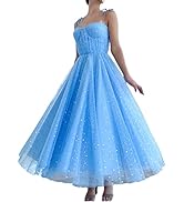 SWEMILE Flower Embroidery Tulle Prom Dresses Puffy Sleeve A-line Formal Evening Party Ball Gowns Tea Length For Women Half Sleeve Green S