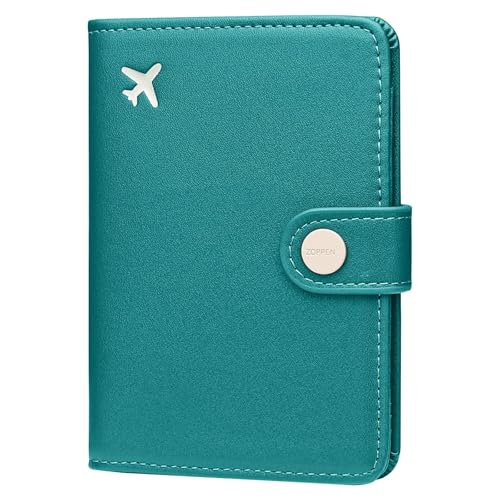 Image of Zoppen Rfid Blocking Travel Passport Holder Cover Slim Id Card Case (#25 Teal Green) | Passport Cover with Multiple Card Slots, Water-Resistant & Easy-Carry, Must-Have Travel Accessory for Men & Women.