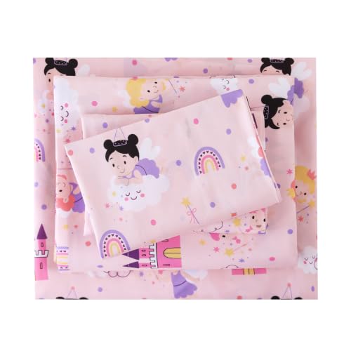 MCO Pink Princess Kids Twin Sheet Set, 3 Piece Soft Microfiber Kids Twin Size Bed Sheets, Oeko-TEX, 16" Deep, Won't Pop Off, Breathable & Machine Washable, Cute Bedding Set for Girls Boys - image 9