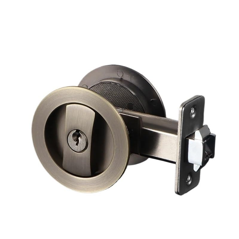 Cerradura de puerta corrediza for cocina, baño, puerta corrediza, cerradura de doble gancho, puerta corrediza oculta empotrada de madera, cerradura de un solo gancho negra(Red)