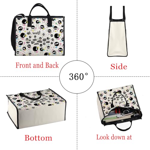 POFULL Anime Inspired Gift Spirit Animal Tote Bag Anime Lover Shoulder Bag3