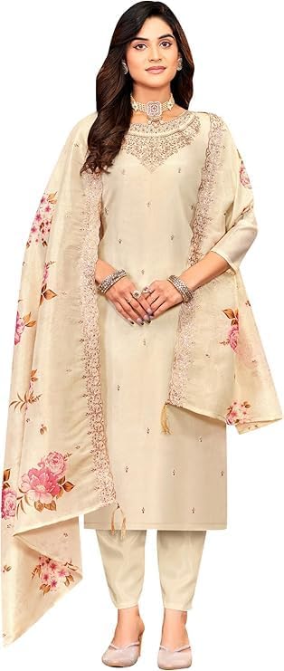 Robe traditionnelle indienne Navratri cousue blanche costume Shalwar Kameez 58
