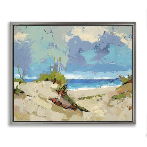 Modern Seaside Beach Scene, 17 x 21 Inch Canvas in Floater Frame