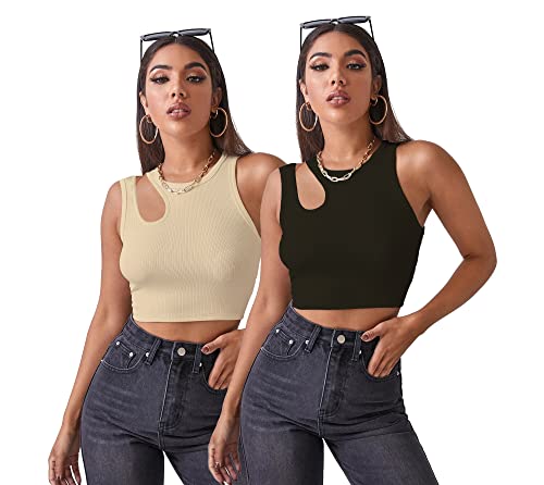 Image of Shasmi Women Crop Top, Ribbed, Stylish Tank Top, Soft and Comfy Fabric has Some Stretch