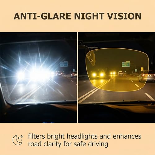 Huxiny 1 pièce pour Lunettes Co nduite De Nuit, pour Lunette Jaune Condu ite De Nuit, Clip pour Lunette Verre Jaune Condui te De Nu it, pour la cond uite, la pêche et l'équitation. – vue 3