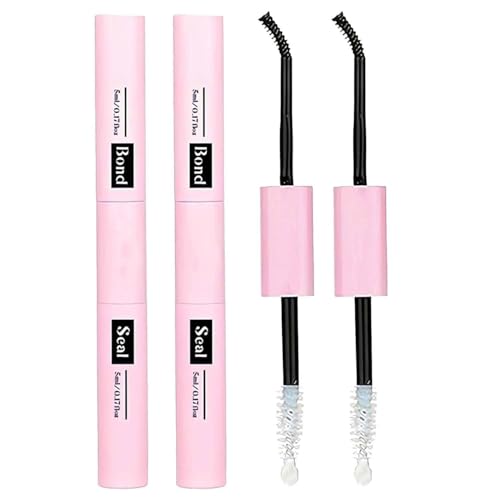 2PCS Lash Bond & Seal Strong Hold 2-in-1 Latex-Based Eyelash Extension Glue for Individual & Cluster Lashes Long Lasting Mascara Effect DIY Lash Adhesive