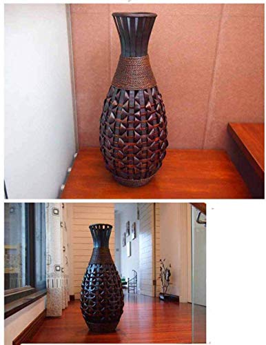 Retro Large Floor Vase Antique Big Bamboo & Wood Floor Vase Home Decorative Craft Flower Vase Vasos Home Decoration Vases, Lsxysp #TOP4