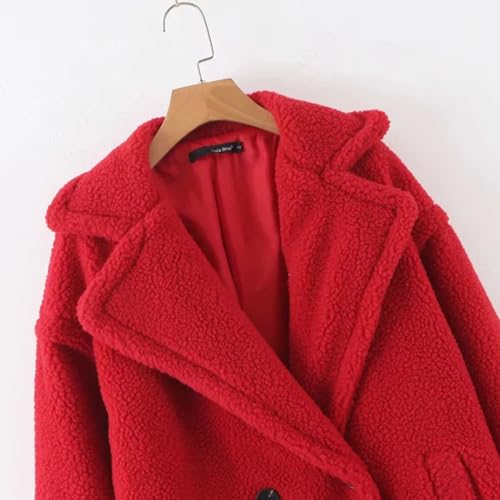 Women's Sherpa Jackets Faux Fur Long Teddy Bear Coat Lapel Fuzzy Oversized Winter Outerwear3