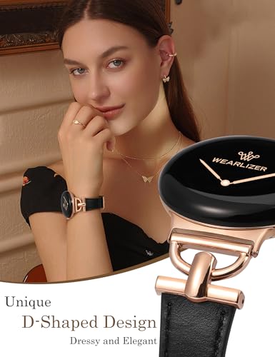 Image of Wearlizer Leather Bands Compatible with Google Pixel Watch 4 /3 41mm /Pixel Watch 2 /1 Band Women, Dressy Designer Slim Leather Strap with D-Shape Metal Buckle for Pixel Smartwatch Accessories