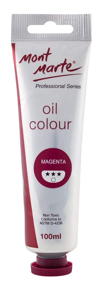 Mont Marte Magenta Premium Oil Paint, 100Ml (3.4Oz), Good Coverage, Excellent Tinting Strength