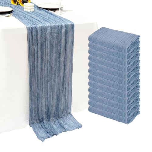 12Pack Dusty Blue Cheesecloth Table Runner 10Ft Gauze Table Runner Blue Cheese Cloth Table Runners...