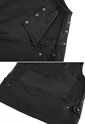 Hbufnha Mens Vest Softshell Jacket With Pockets Outerwear Windproof Water Resistant Lightweight Sport Vest 01-Bk-M #TOP6