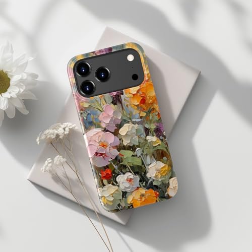 Image of Goodon for iPhone 17 Pro Case Cute - Wireless Charging Compatible - Dual-Layer Hard Shell + Silicone Cover - Protective Phone Case with Trendy Designs for Women - Oil Painting Flowers