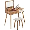 Meerveil Dressing Table with Movable Mirrior Large Storge Space Compartments and Drawers ...