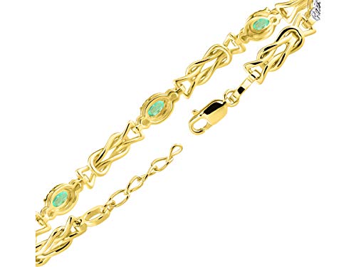 Image of RYLOS Bracelets for Women Yellow Gold Plated Silver Love Knot Tennis Bracelet Gemstone & Diamonds Adjustable to Fit 7 inch-8 inch Wrist, 5 Gorgeous 6X4MM Jewelry for Women Friendship Bracelets