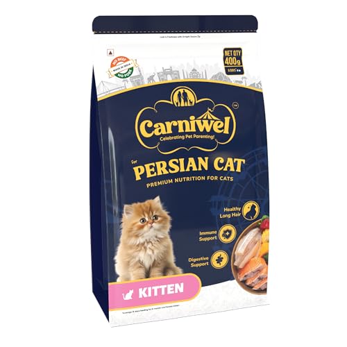 Image of Carniwel Persian Kitten Dry Cat Food with Antarctic Krill | 3X Healthy Skin & Coat | Easy Digestion & Hairball Reduction, 400gm