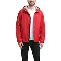 Tommy Hilfiger Men's Lightweight Active Water Resistant Hooded Rain Jacket, Apple Red, S