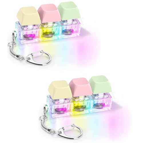 Image of 2 Pcs Keyboard Fidget Toy for Adults Fidget Keyboard Clicker Toys with LED Lights Keyboard Clicker Fidget Toy Stress Relief (3 in 1 Lighting)