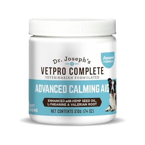 Dr. Joseph's VetPro Complete Advanced Calming Aid Dog Chew Treats, 60 Count, Support for Nervous Dogs, Enhanced with Organic Hemp Seed Oil, Veterinarian Formulated Cover