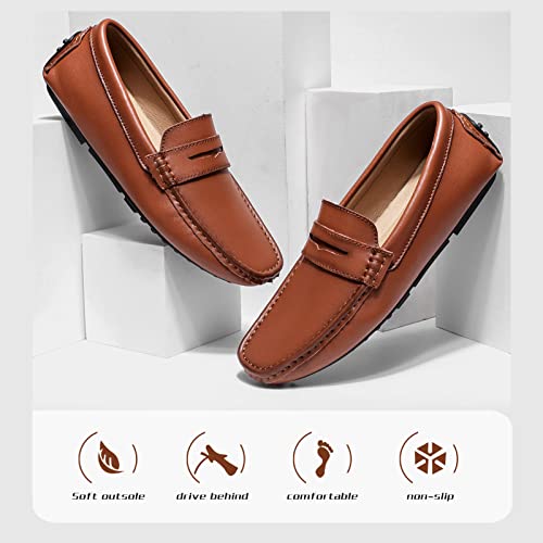 Men's Flat Penny Loafer Leather Slip on Dress Driving Moccasins Casual Shoes3