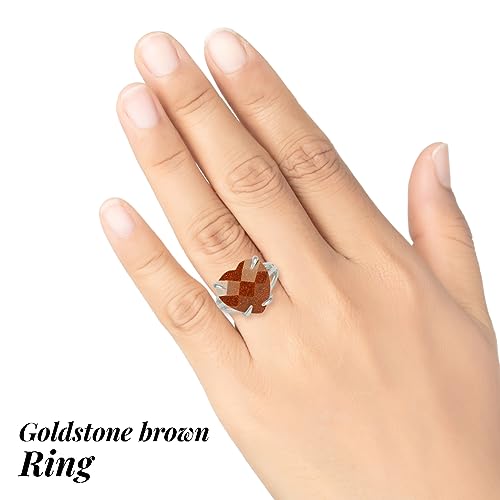 Image of Reiki Crystal Products Adjustable Rings, Amethyst, Black tourmaline, Goldstone brown, Green Jade, Lapis Lazuli, Opalite, Red Jasper, Rose Quartz, Tiger eye, Gemstone Ring