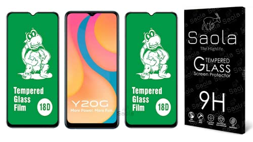 Image of Saola 18D Tempered Glass With Inbuilt AirBag Borders For Vivo Y20G (Pack Of 2) with Free Installation Kit. Full screen Coverage - 6.51 inch